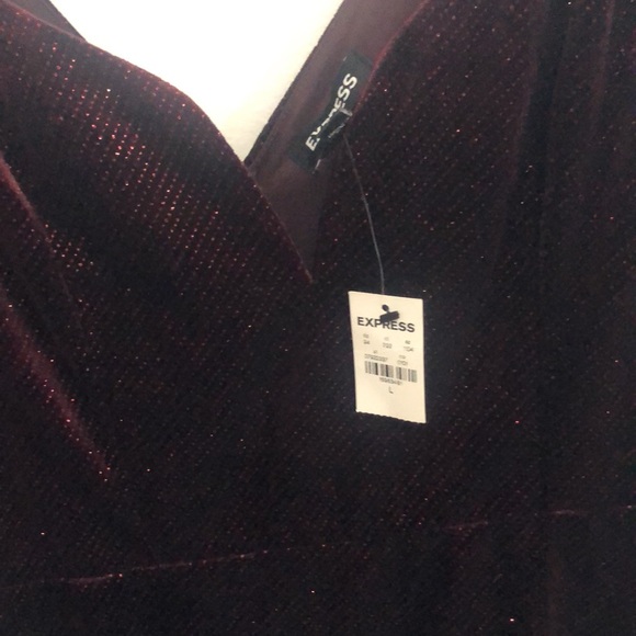 Express Cranberry Sparkly Velvet SweatHeart Neckline Dress! Brand New! - Picture 2 of 7